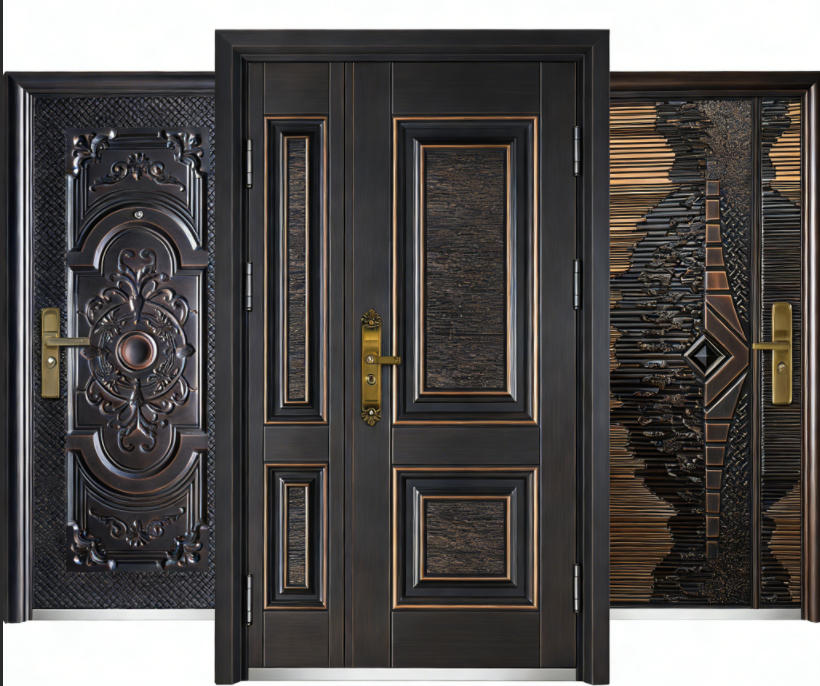 qingdun antique bronze aluminum security entry door