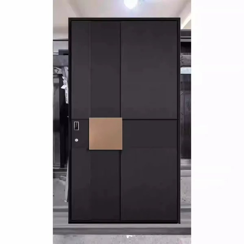 qingdun luxury matte black cast aluminum front door with smart lock