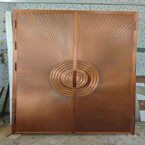 qingdun ce certified antique bronze aluminum double entry door