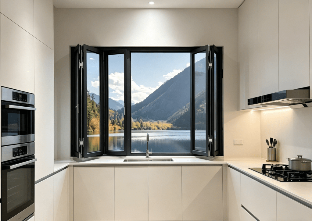 qingdun kitchen folding glass window