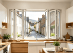 qingdun kitchen folding glass window