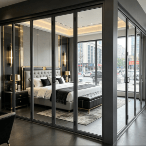 qingdun hotel accordion aluminum window | commercial grade