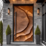 hand carved wave sculpture entry door | solid aluminum luxury statement