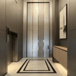 external minimalist pivot entry door | modern residential front door