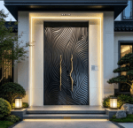3d wave carved cast aluminum luxury front door