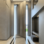 external minimalist pivot entry door | modern residential front door