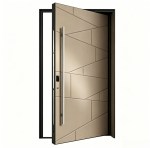 qingdun modern pivot cast aluminum front entry door, geometric embossed design villa main door