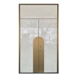qingdun luxury gold frame stone slab double security door, high end lobby villa entrance gate